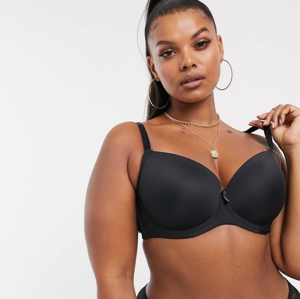 Asos Ivory Rose t-shirt bra in black 38G